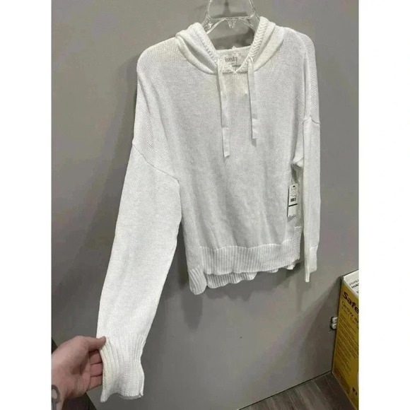 NWT Laundry by Shelli Segal Women's Large White Pullover Hooded Sweater Holiday - Picture 2 of 5